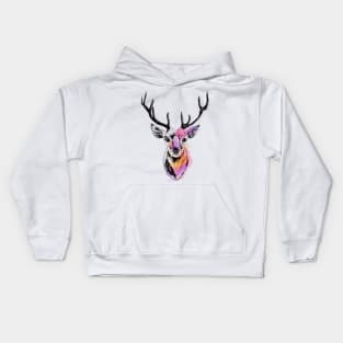 Graphic Reindeer black on watercolor texture Kids Hoodie